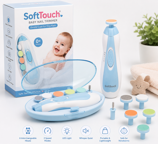 SoftTouch™ Baby Nail Trimmer | Nail Cutter New Born 0-12 Months with 6 Filer Heads Adjustment