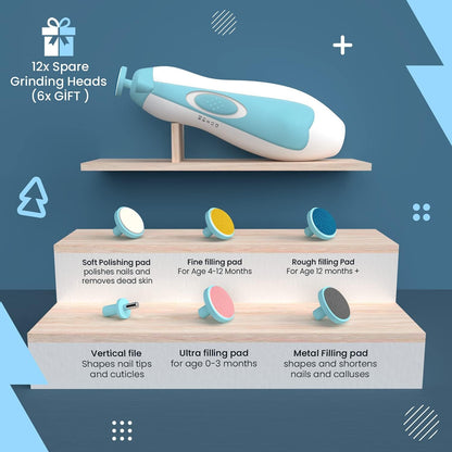 SoftTouch™ Baby Nail Trimmer | Nail Cutter New Born 0-12 Months with 6 Filer Heads Adjustment