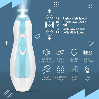 SoftTouch™ Baby Nail Trimmer | Nail Cutter New Born 0-12 Months with 6 Filer Heads Adjustment